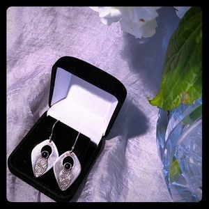 Sterling silver black onyx earrings.